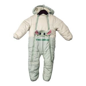 Baby Yoda Star Wars Cream Green Snowsuit Bunting Suit Mandalorian Size 18-24 Mo